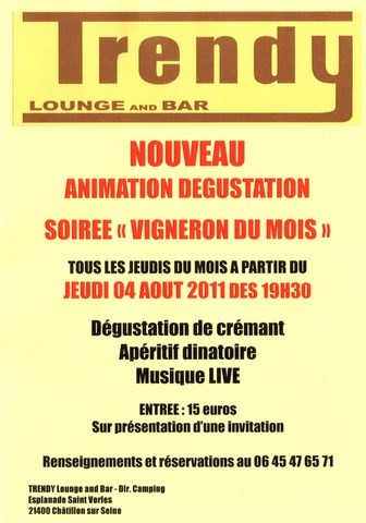 affiche du trendy bar, soirée vigneron du mois