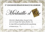 Medaille d'or concours des crémants de France et du Luxembourg
